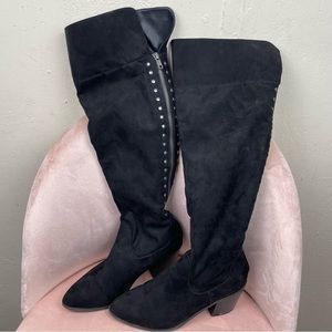 Madden Girl Melindaa Over the Knee Boots Black Suede 7